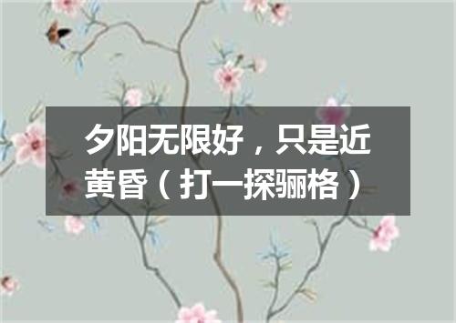 夕阳无限好，只是近黄昏（打一探骊格）