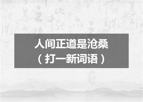 人间正道是沧桑（打一新词语）