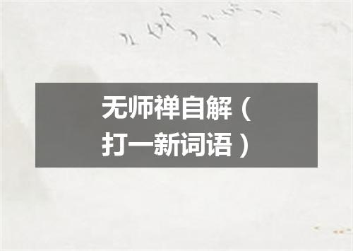 无师禅自解（打一新词语）