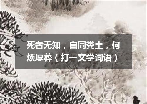 死者无知，自同粪土，何烦厚葬（打一文学词语）