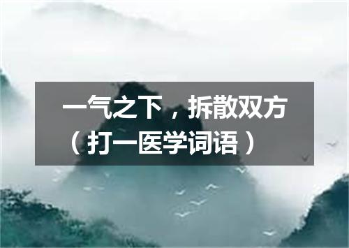 一气之下，拆散双方（打一医学词语）