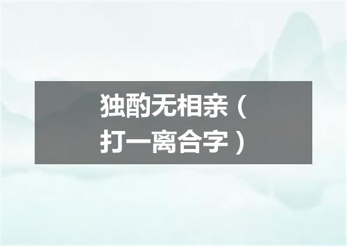 独酌无相亲（打一离合字）