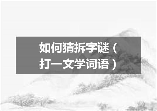 如何猜拆字谜（打一文学词语）