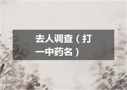 去人调查（打一中药名）