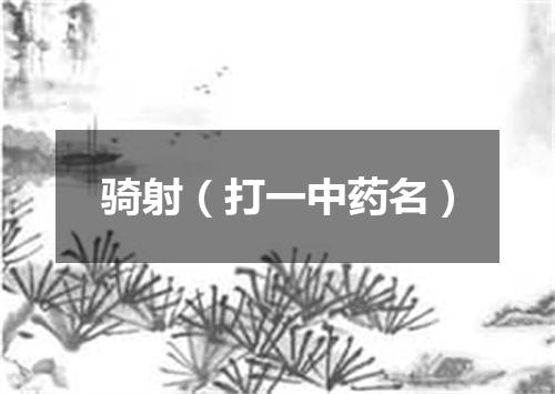 骑射（打一中药名）
