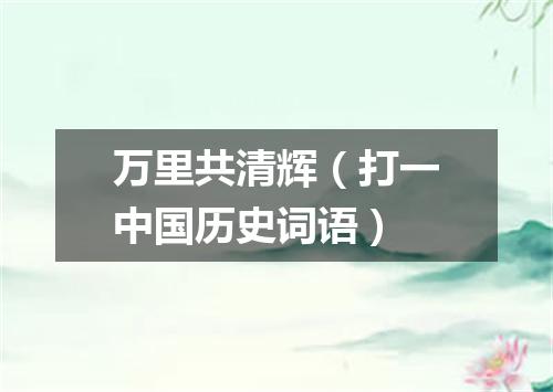 万里共清辉（打一中国历史词语）