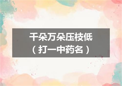 千朵万朵压枝低（打一中药名）
