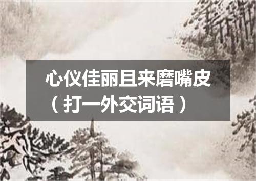 心仪佳丽且来磨嘴皮（打一外交词语）