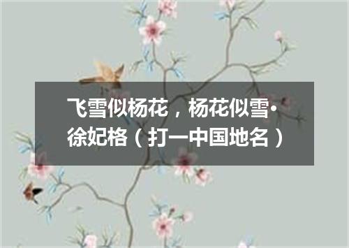 飞雪似杨花，杨花似雪·徐妃格（打一中国地名）
