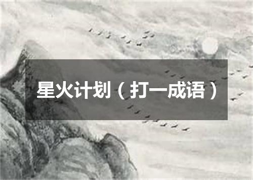 星火计划（打一成语）