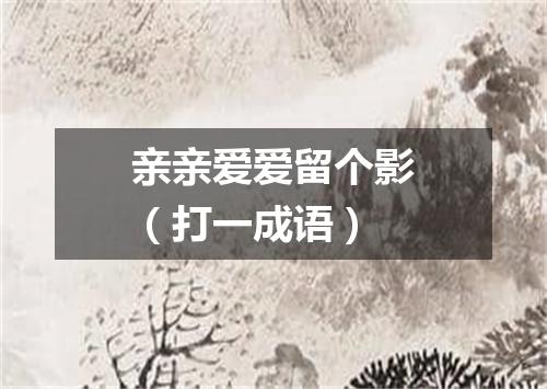 亲亲爱爱留个影（打一成语）