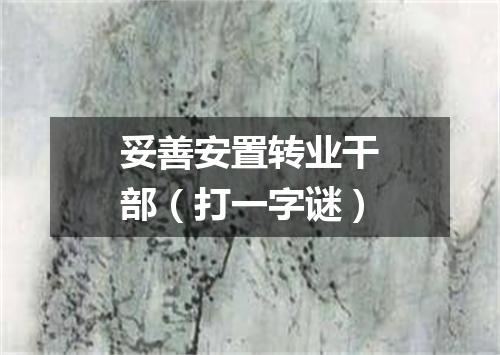妥善安置转业干部（打一字谜）
