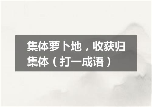 集体萝卜地，收获归集体（打一成语）