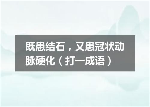 既患结石，又患冠状动脉硬化（打一成语）