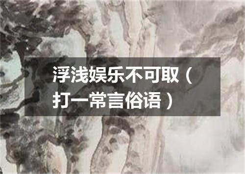 浮浅娱乐不可取（打一常言俗语）