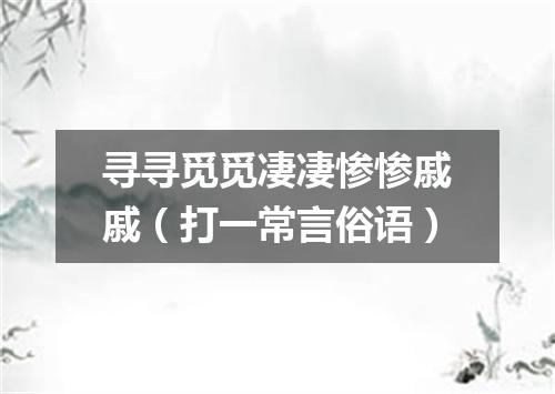 寻寻觅觅凄凄惨惨戚戚（打一常言俗语）