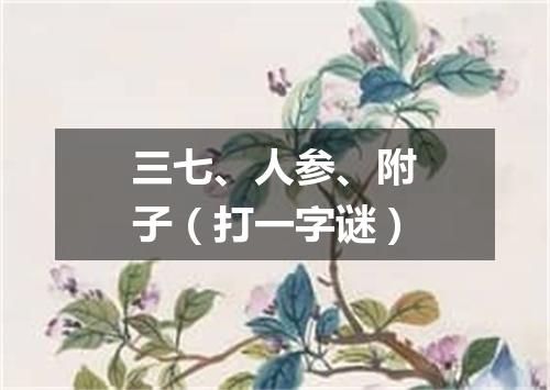 三七、人参、附子（打一字谜）