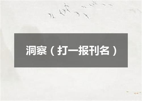 洞察（打一报刊名）