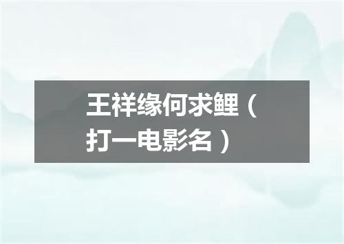 王祥缘何求鲤（打一电影名）