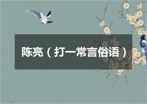 陈亮（打一常言俗语）