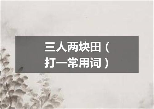 三人两块田（打一常用词）