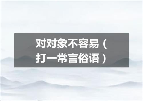 对对象不容易（打一常言俗语）