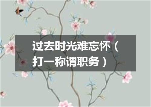 过去时光难忘怀（打一称谓职务）