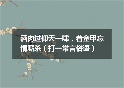 酒肉过仰天一啸，着金甲忘情厮杀（打一常言俗语）