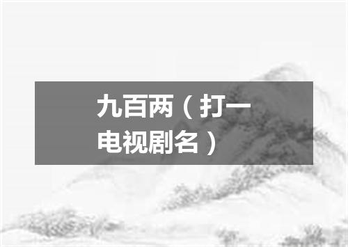 九百两（打一电视剧名）