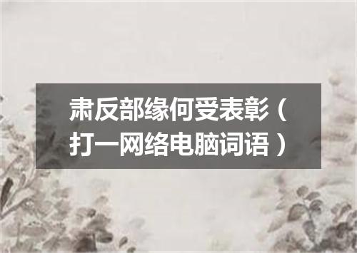 肃反部缘何受表彰（打一网络电脑词语）