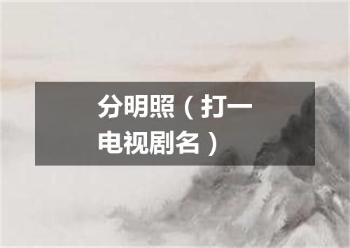 分明照（打一电视剧名）