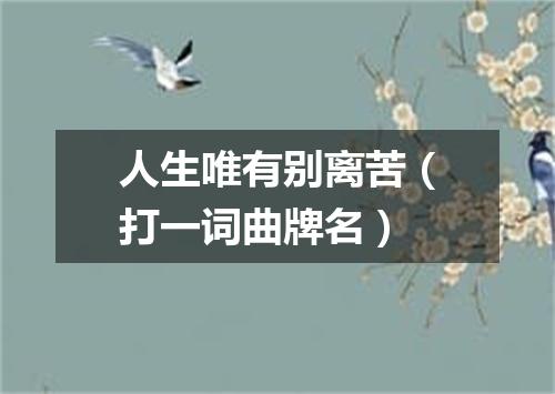 人生唯有别离苦（打一词曲牌名）