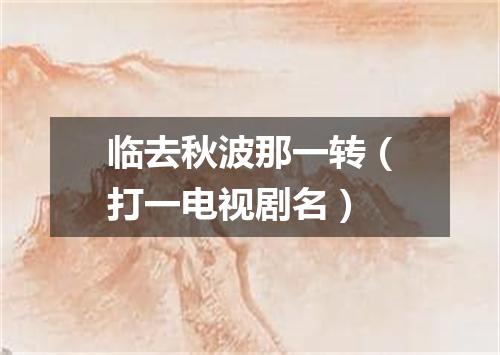 临去秋波那一转（打一电视剧名）