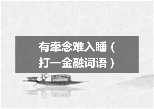 有牵念难入睡（打一金融词语）