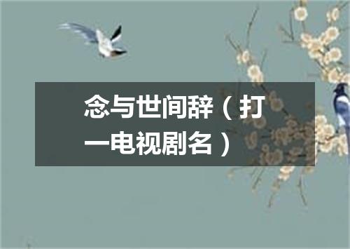 念与世间辞（打一电视剧名）