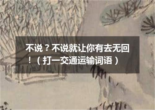 不说？不说就让你有去无回！（打一交通运输词语）