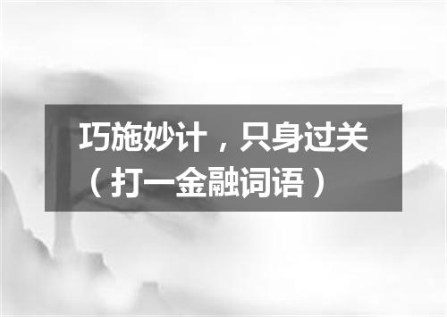 巧施妙计，只身过关（打一金融词语）