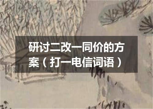 研讨二改一同价的方案（打一电信词语）