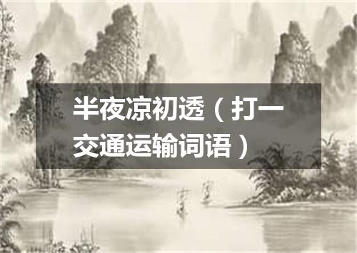 半夜凉初透（打一交通运输词语）