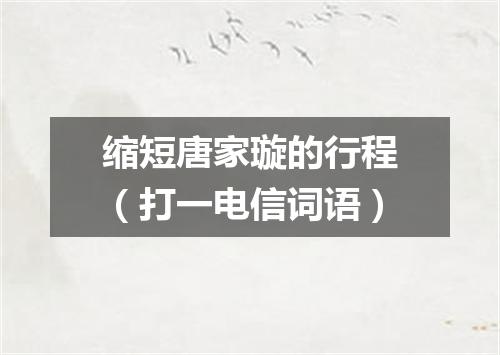 缩短唐家璇的行程（打一电信词语）