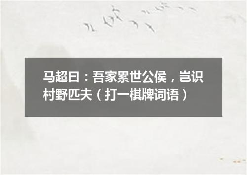 马超曰：吾家累世公侯，岂识村野匹夫（打一棋牌词语）