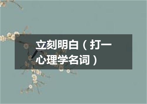 立刻明白（打一心理学名词）