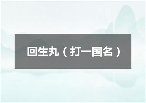 回生丸（打一国名）