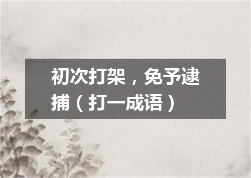 初次打架，免予逮捕（打一成语）