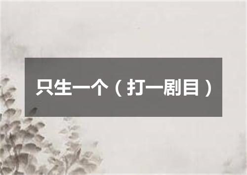 只生一个（打一剧目）