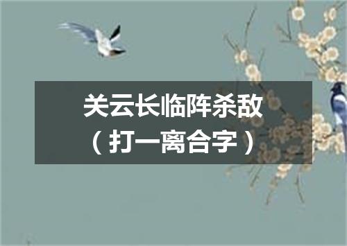 关云长临阵杀敌（打一离合字）
