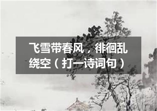 飞雪带春风，徘徊乱绕空（打一诗词句）
