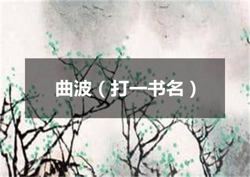 曲波（打一书名）