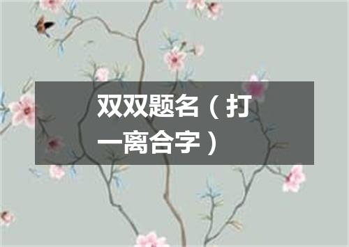双双题名（打一离合字）
