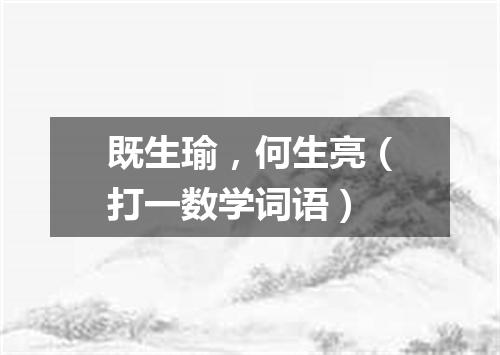 既生瑜，何生亮（打一数学词语）